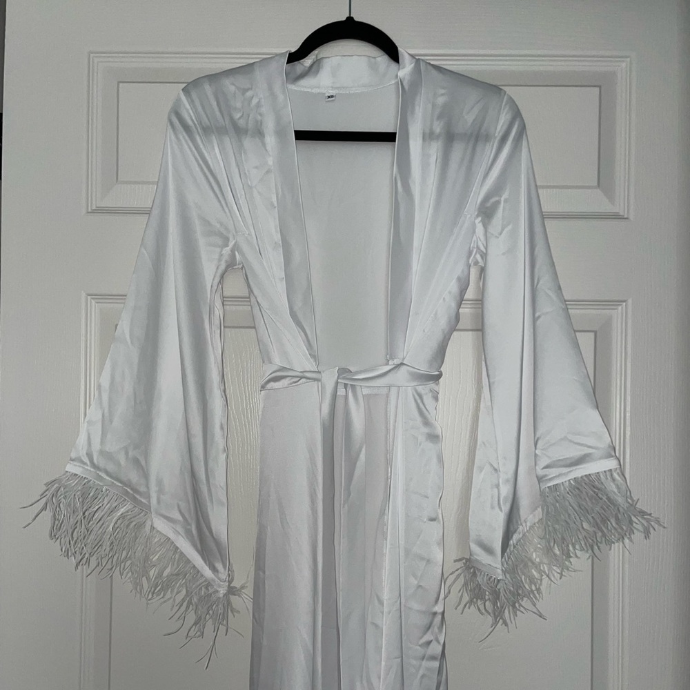 White Satin Bridal Robe